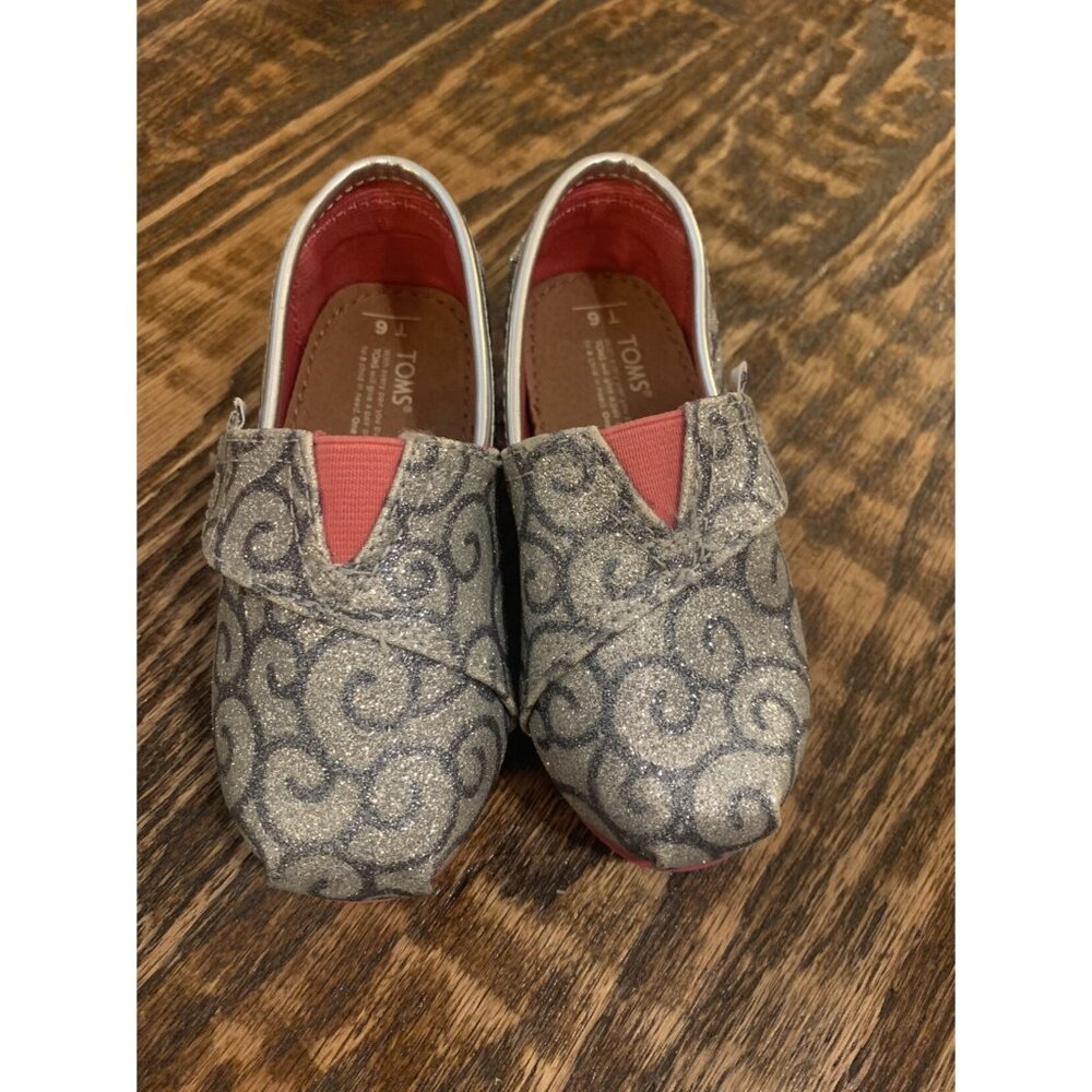 Silver Glitter TOMS Toddler Sz 6